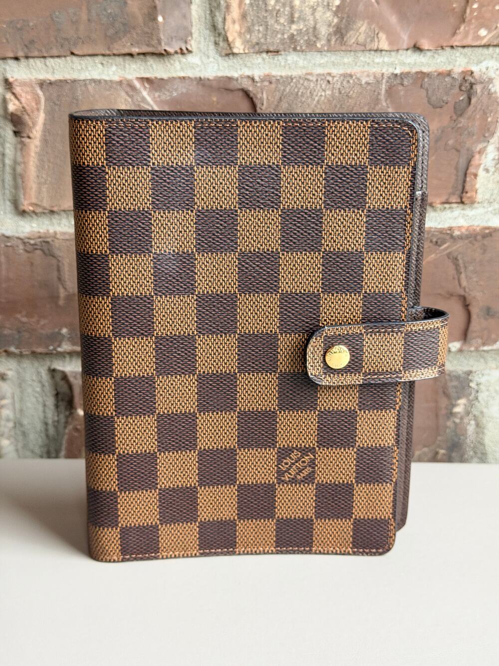 Louis Vuitton Ring Agenda Cover Damier Ebene MM 74795